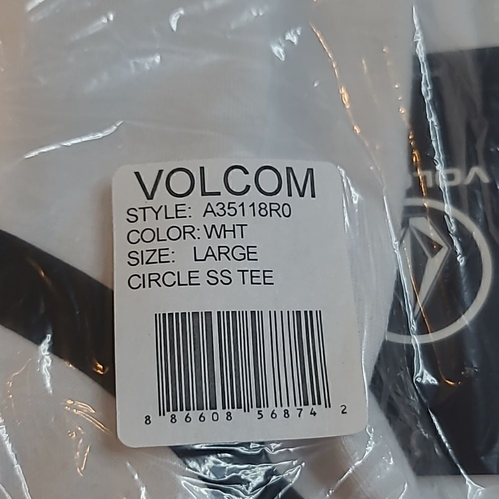 Volcom Logo White SS Circle Tee SZ Large - Picture 5 of 10